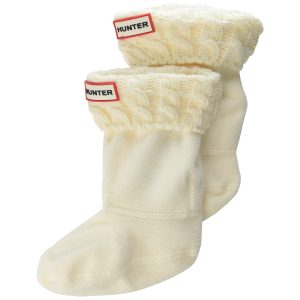 Hunter Girl's Original Kids' Half-Cardigan 6 Stitch Cable Boot Socks (Toddler/Little Kid/Big Kid) Hunter White LG (Shoe 1-3 Little Kid)